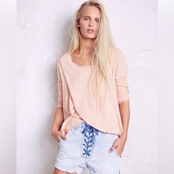 Free People‎ We The Free Orange Bonsai Tulip Front Top Size XS Oversized - Picture 1 of 5